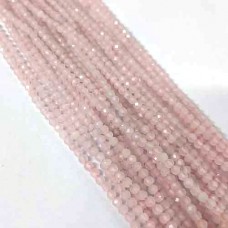 Natural Rose Quartz 2-2.5mm round facet beads strand